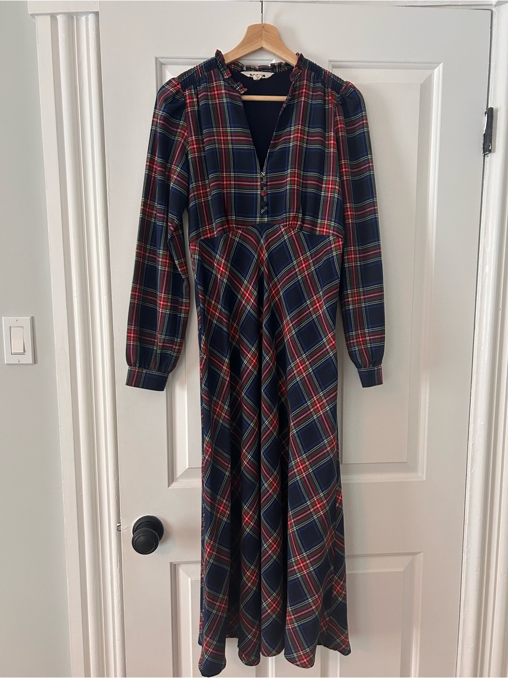 Boden Plaid Maxi Dress in Blue & Red Size 4 Like New